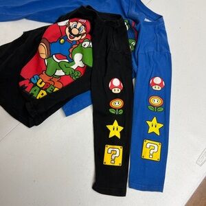 Super Mario Black Kids Long Sleeve Shirt